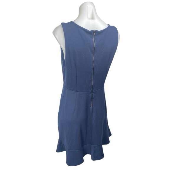 Ann Taylor LOFT Blue Sleeveless V-neck Ruffle Mini A-Line Fit & Flare Dress 10 - Picture 2 of 4